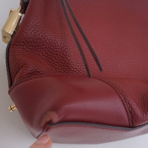 Michael Kors Burgundy Red Crosby Pebbled Leather Zip Closure Shoulder Bag Purse - Picture 4 of 16